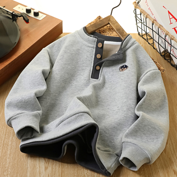 Bluza de trening pentru copii, fără glugă, stil coreean, 60% bumbac / 40% poliester, grosime normală, potrivită pentru copii peste 8 ani (peste 140 cm), primăvară–toamnă