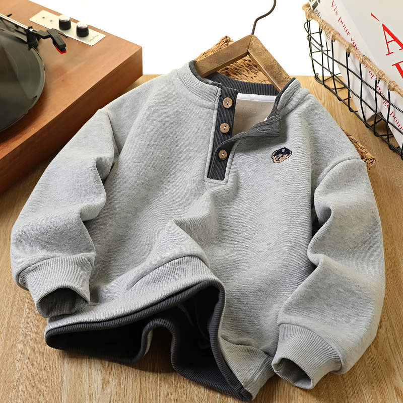 Bluza de trening pentru copii, fără glugă, stil coreean, 60% bumbac / 40% poliester, grosime normală, potrivită pentru copii peste 8 ani (peste 140 cm), primăvară–toamnă