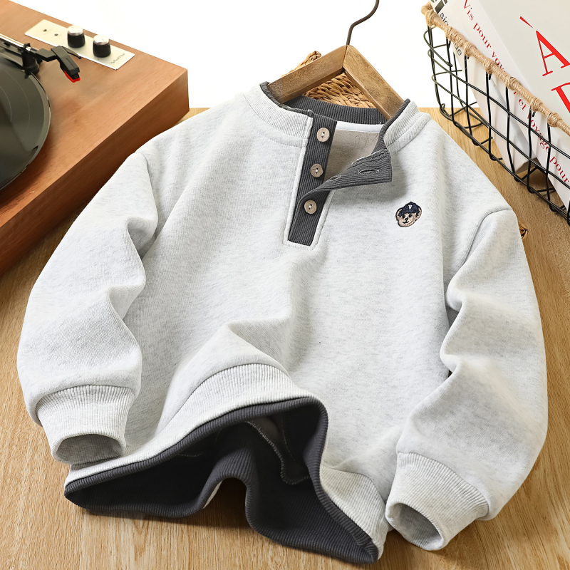 Bluza de trening pentru copii, fără glugă, stil coreean, 60% bumbac / 40% poliester, grosime normală, potrivită pentru copii peste 8 ani (peste 140 cm), primăvară–toamnă