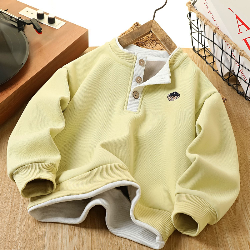 Bluza de trening pentru copii, fără glugă, stil coreean, 60% bumbac / 40% poliester, grosime normală, potrivită pentru copii peste 8 ani (peste 140 cm), primăvară–toamnă