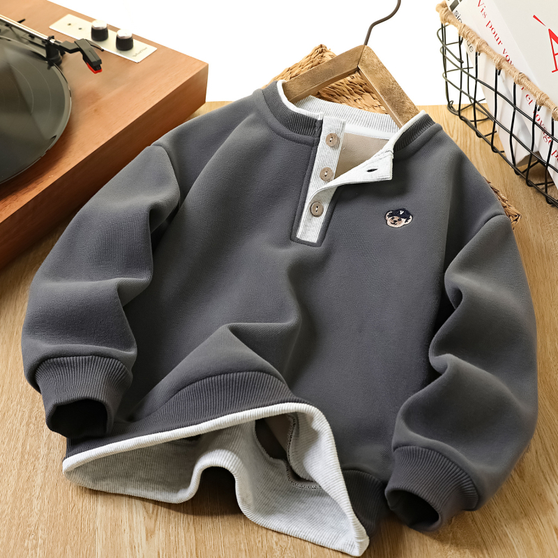 Bluza de trening pentru copii, fără glugă, stil coreean, 60% bumbac / 40% poliester, grosime normală, potrivită pentru copii peste 8 ani (peste 140 cm), primăvară–toamnă