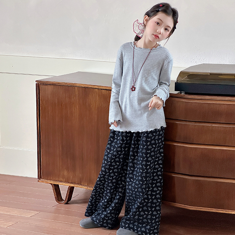 Set trei piese pentru fete, Stil coreean, Tricot acrilic, Mâneci lungi, Pulover, Model: solid/ desen animat/ avatar, Toamnă 2025