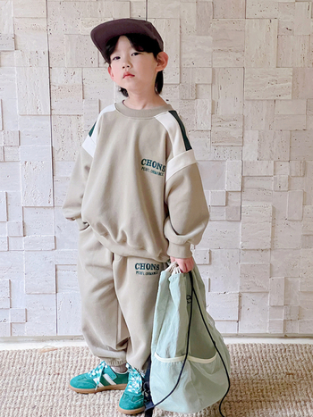 Costum pentru băieți, două piese, stil coreean, bumbac 96,5%, mâneci lungi, fără glugă, primăvară–toamnă, pentru copii peste 8 ani, înălțime peste 140 cm