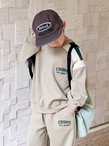 Costum pentru băieți, două piese, stil coreean, bumbac 96,5%, mâneci lungi, fără glugă, primăvară–toamnă, pentru copii peste 8 ani, înălțime peste 140 cm