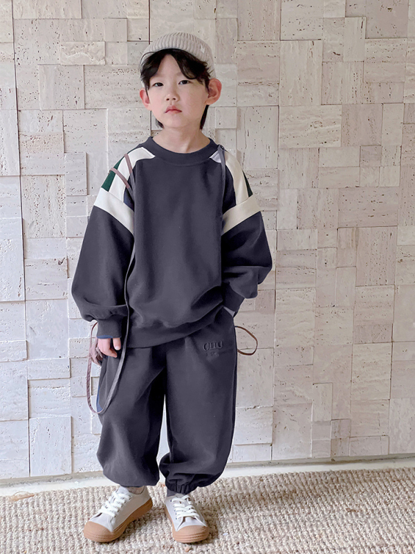 Costum pentru băieți, două piese, stil coreean, bumbac 96,5%, mâneci lungi, fără glugă, primăvară–toamnă, pentru copii peste 8 ani, înălțime peste 140 cm