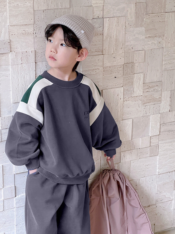 Costum pentru băieți, două piese, stil coreean, bumbac 96,5%, mâneci lungi, fără glugă, primăvară–toamnă, pentru copii peste 8 ani, înălțime peste 140 cm