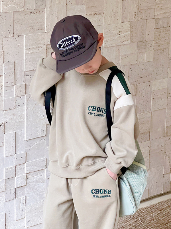 Costum pentru băieți, două piese, stil coreean, bumbac 96,5%, mâneci lungi, fără glugă, primăvară–toamnă, pentru copii peste 8 ani, înălțime peste 140 cm