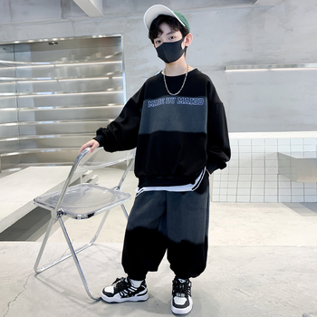 Set două piese pentru băieți, toamnă, stil coreean, din bumbac 65%, top cu mâneci lungi și pantaloni, pentru copii peste 8 ani