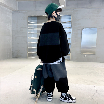 Set două piese pentru băieți, toamnă, stil coreean, din bumbac 65%, top cu mâneci lungi și pantaloni, pentru copii peste 8 ani