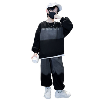 Set două piese pentru băieți, toamnă, stil coreean, din bumbac 65%, top cu mâneci lungi și pantaloni, pentru copii peste 8 ani