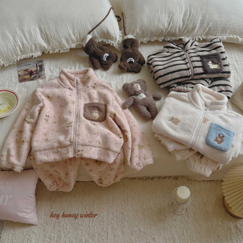 Set de pijamale pentru copii cu imprimeu desen animat, două piese, bumbac 90%, toamnă-iarnă, 3–8 ani