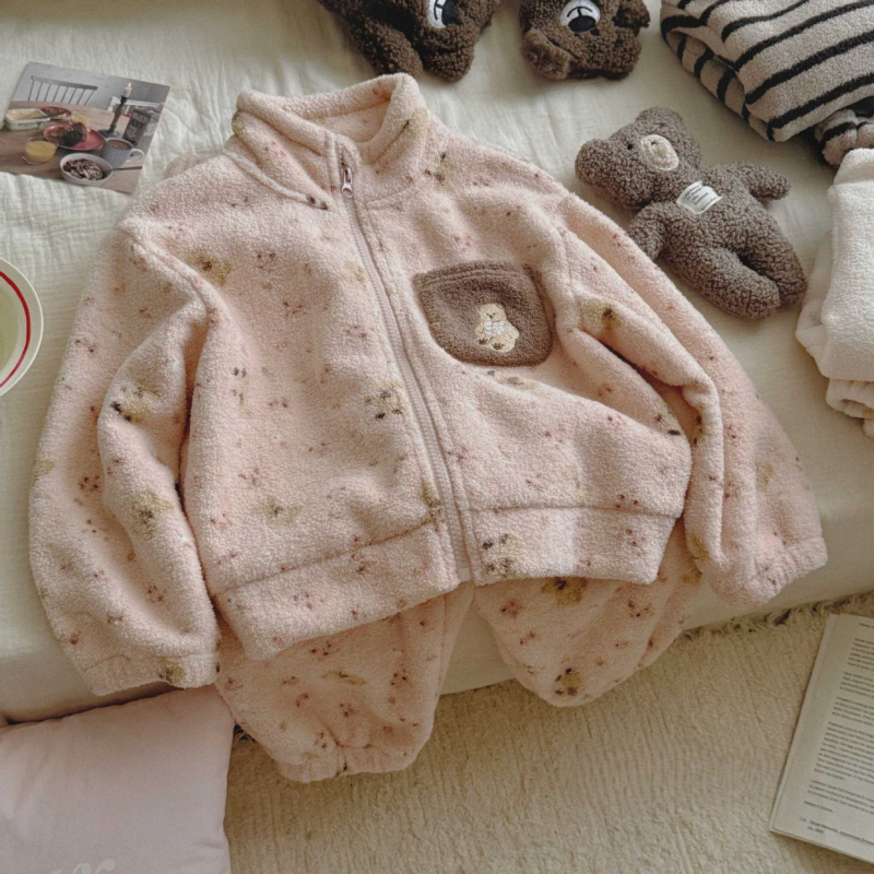 Set de pijamale pentru copii cu imprimeu desen animat, două piese, bumbac 90%, toamnă-iarnă, 3–8 ani