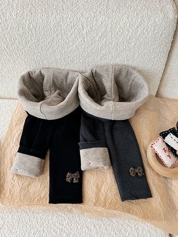 Pantaloni pentru copii de iarnă din bumbac, cu dublu strat, stil coreean, 95% bumbac, talie înaltă, talie elastică, finisaj moale