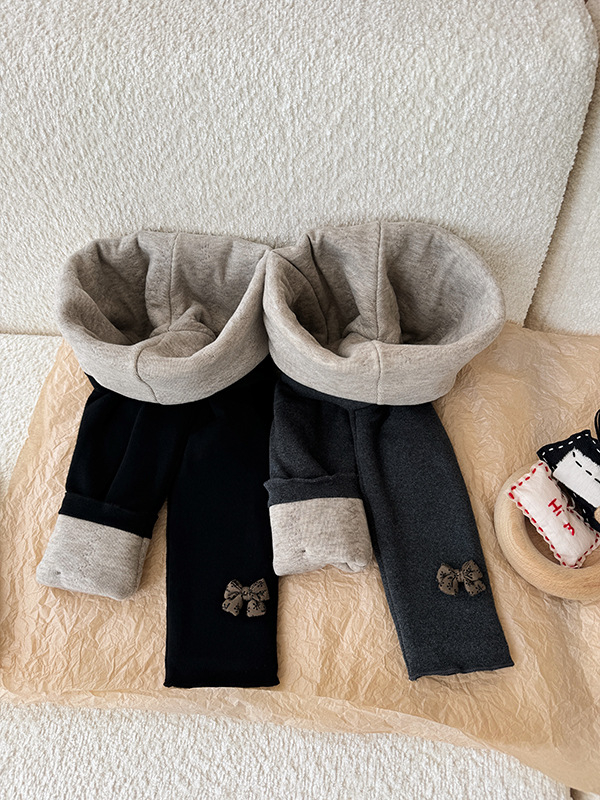 Pantaloni pentru copii de iarnă din bumbac, cu dublu strat, stil coreean, 95% bumbac, talie înaltă, talie elastică, finisaj moale