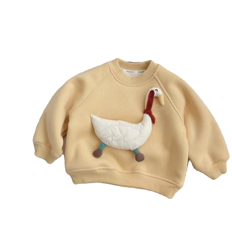 Laste kampsun bez kapuuts, Koreapärase stiiliga, karikatuuriline muster, fliisi vooder, puuvillane vooder, pullover