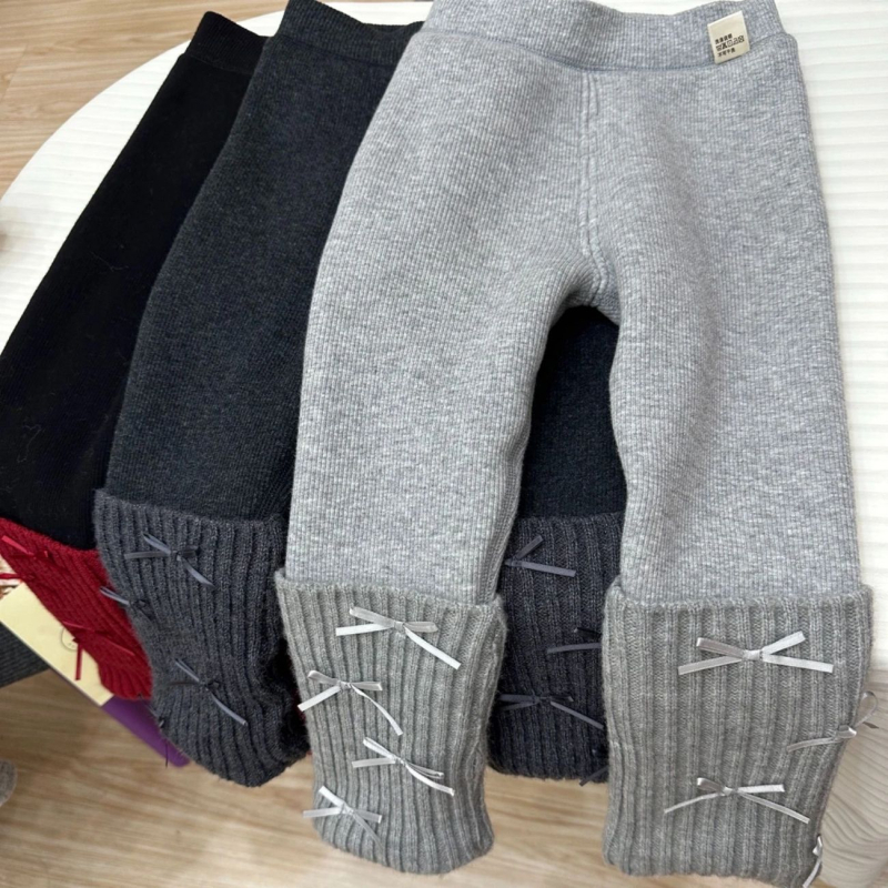 Colanți pentru fetițe din bumbac cu căptușeală de fleece, stil coreean, talie înaltă, talie elastică, iarnă, 90% bumbac