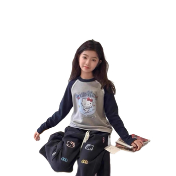 Két részes gyermek ruházat kartúnnyomással, pamut 80%, koreai stílus, téli szezon, 8+ éveseknek (140 cm felett)