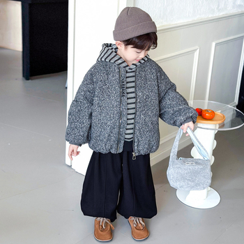 Set de iarnă pentru băieți, trei piese, cu hanorac cu fermoar, căptușit cu fleece, pantaloni lungi, material 100% poliester