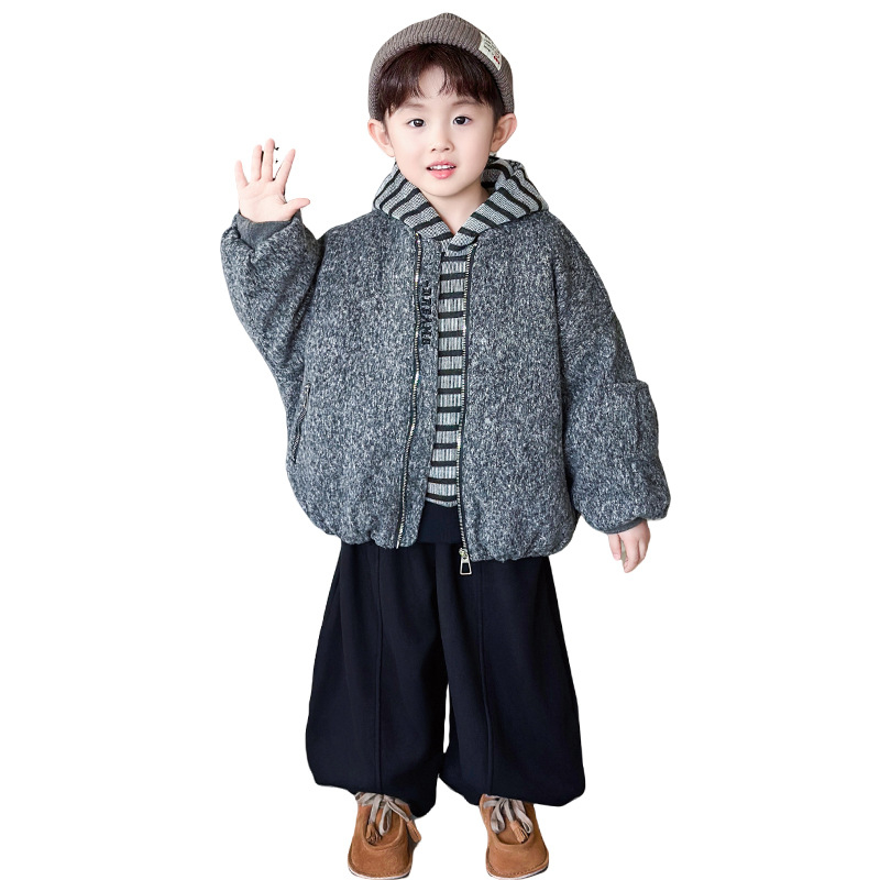 Set de iarnă pentru băieți, trei piese, cu hanorac cu fermoar, căptușit cu fleece, pantaloni lungi, material 100% poliester