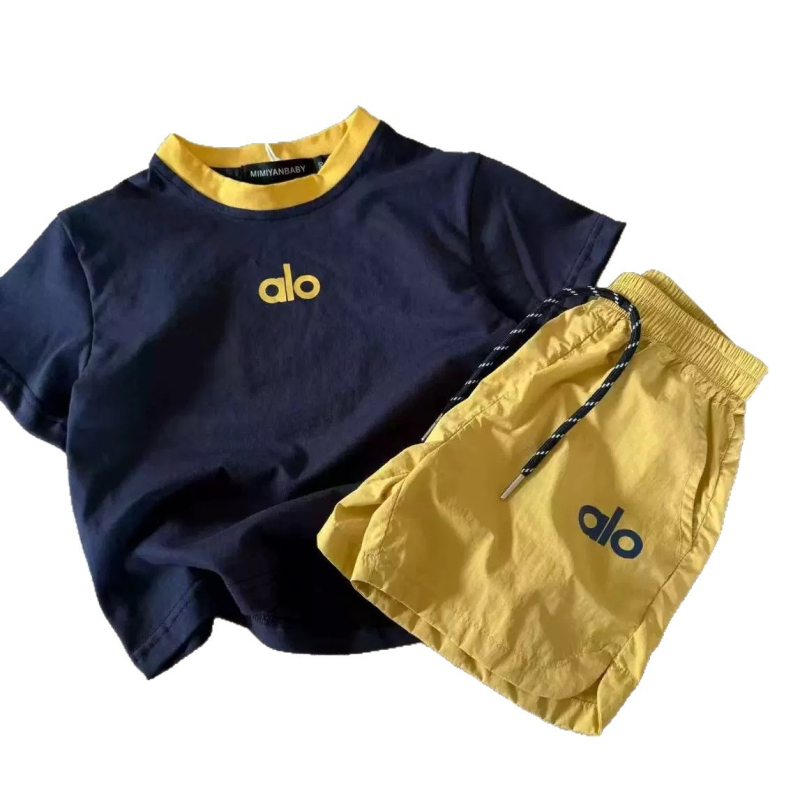 Dječji ljetni dvodijelni set, unisex, pamuk s mekanom obradom, gornji dio s kratkim rukavima + šorcevi, uzorak s slovima