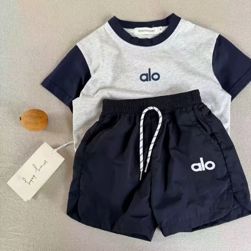Dječji ljetni dvodijelni set, unisex, pamuk s mekanom obradom, gornji dio s kratkim rukavima + šorcevi, uzorak s slovima