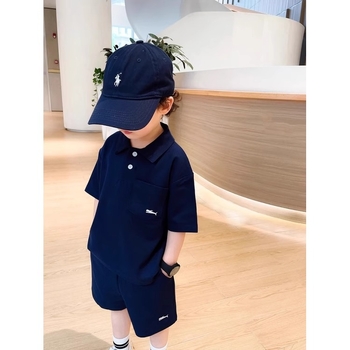 Set polo pentru băieți în două piese - top cu mânecă scurtă și pantaloni scurți, poliester 95% cu finisaj moale