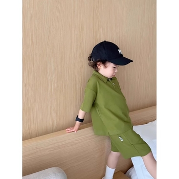 Set polo pentru băieți în două piese - top cu mânecă scurtă și pantaloni scurți, poliester 95% cu finisaj moale