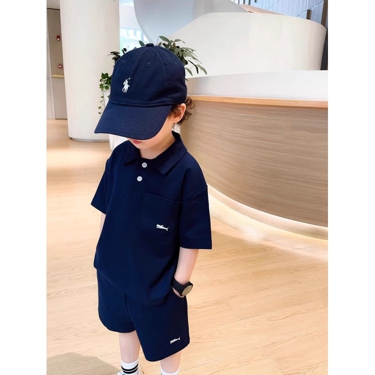 Set polo pentru băieți în două piese - top cu mânecă scurtă și pantaloni scurți, poliester 95% cu finisaj moale