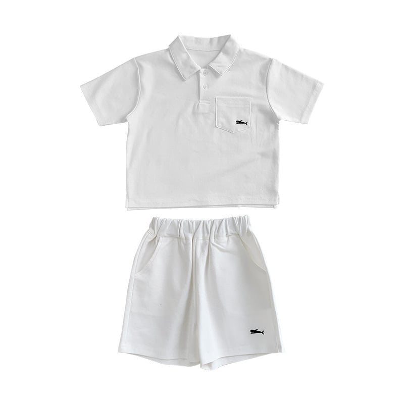 Set polo pentru băieți în două piese - top cu mânecă scurtă și pantaloni scurți, poliester 95% cu finisaj moale