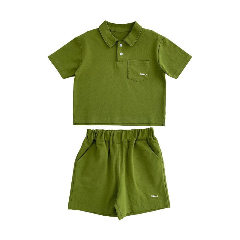 Set polo pentru băieți în două piese - top cu mânecă scurtă și pantaloni scurți, poliester 95% cu finisaj moale