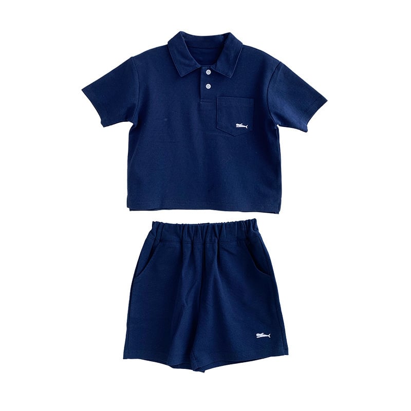 Set polo pentru băieți în două piese - top cu mânecă scurtă și pantaloni scurți, poliester 95% cu finisaj moale