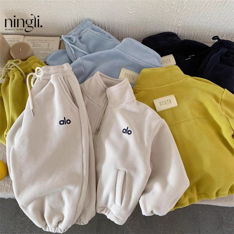 Set copii din două piese din bumbac 90%, unisex, casual, toamnă-iarnă, top cu mânecă lungă și pantaloni lungi, finisaj moale.