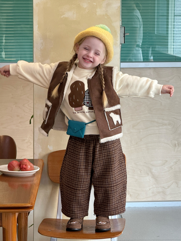 Set de iarnă pentru fetițe, două piese, stil coreean, mâneci lungi, închidere cu fermoar, imprimeu cu desene animate, material din amestec de bumbac