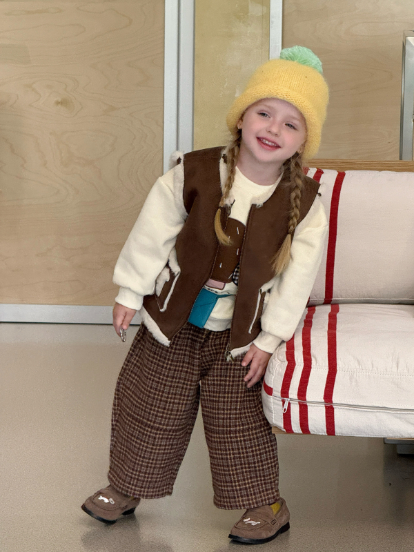 Set de iarnă pentru fetițe, două piese, stil coreean, mâneci lungi, închidere cu fermoar, imprimeu cu desene animate, material din amestec de bumbac