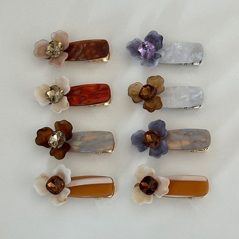 Klip na vlasy s 3D irisovým kvetom, ručná výroba, miešané materiály, duckbill klip, kórejský štýl