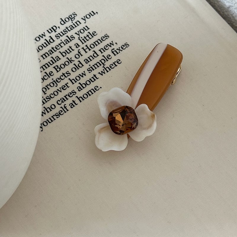 Klip na vlasy s 3D irisovým kvetom, ručná výroba, miešané materiály, duckbill klip, kórejský štýl