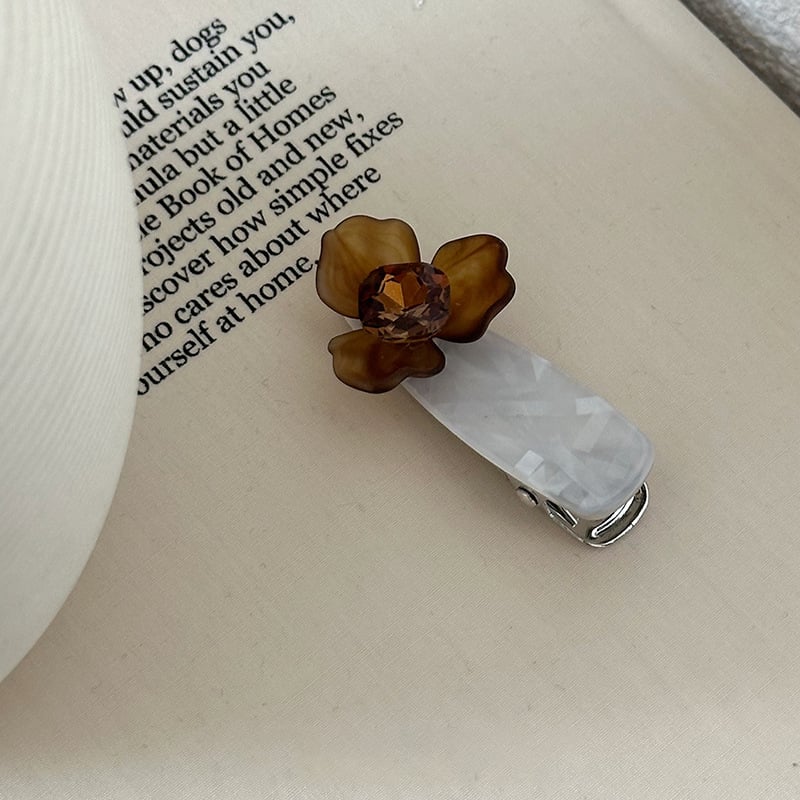 Klip na vlasy s 3D irisovým kvetom, ručná výroba, miešané materiály, duckbill klip, kórejský štýl