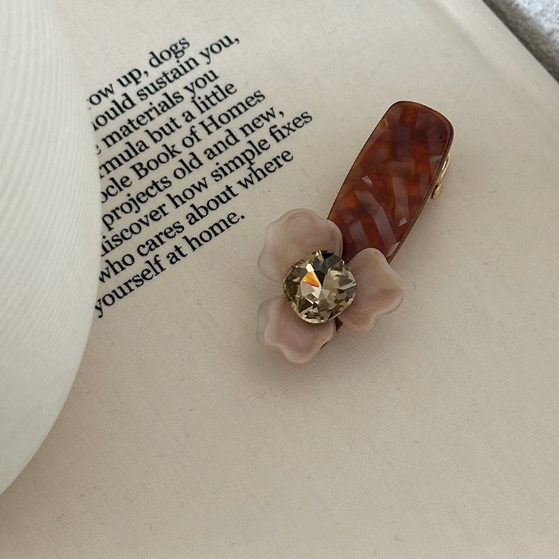 Klip na vlasy s 3D irisovým kvetom, ručná výroba, miešané materiály, duckbill klip, kórejský štýl