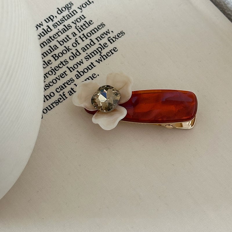 Klip na vlasy s 3D irisovým kvetom, ručná výroba, miešané materiály, duckbill klip, kórejský štýl