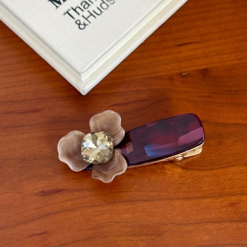 Klip na vlasy s 3D irisovým kvetom, ručná výroba, miešané materiály, duckbill klip, kórejský štýl