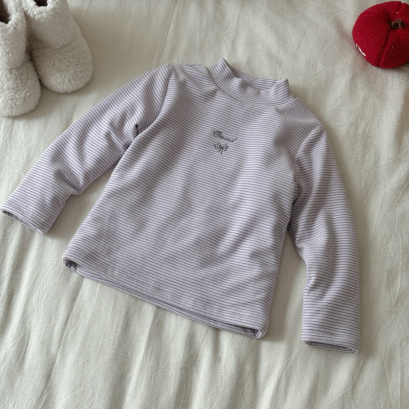 Lányoknak készült fleece-lével bélelt felső, kerek nyak, hosszú ujjú, koreai stílus, téli szezon