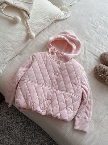 Set pentru fetițe: pulover cu glugă și vestă, iarna 2025, stil coreean, format din două piese