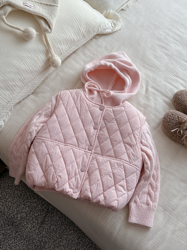 Set pentru fetițe: pulover cu glugă și vestă, iarna 2025, stil coreean, format din două piese