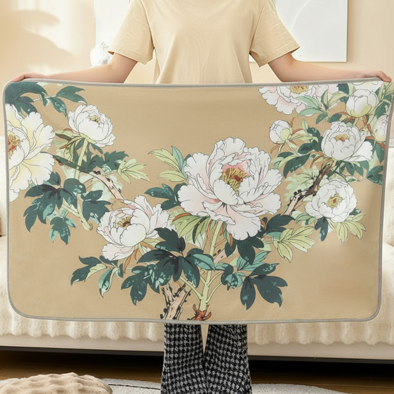 Pătură din catifea cristalino din flanel - pătură pentru umăr cu două straturi, model floral, patru anotimpuri, greutate 500–800 g, prelucrare la comandă disponibilă