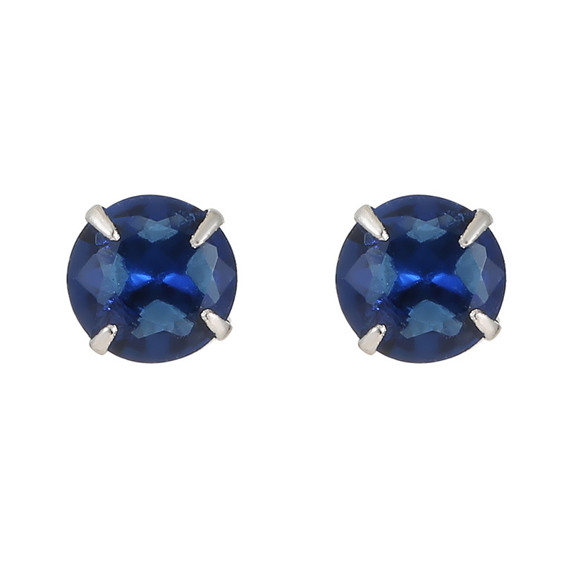 Обeци от сребро 999 с 12 камъка за рожден ден, 4‑лапова настройка, U‑образен геометричен дизайн, универсален стил