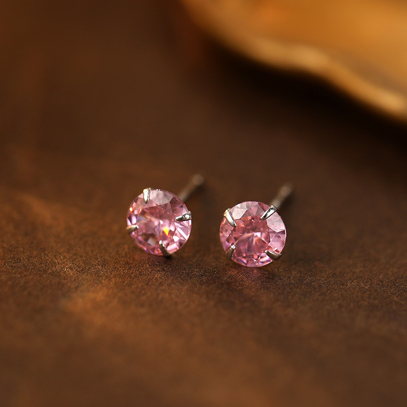 Обeци от сребро 999 с 12 камъка за рожден ден, 4‑лапова настройка, U‑образен геометричен дизайн, универсален стил