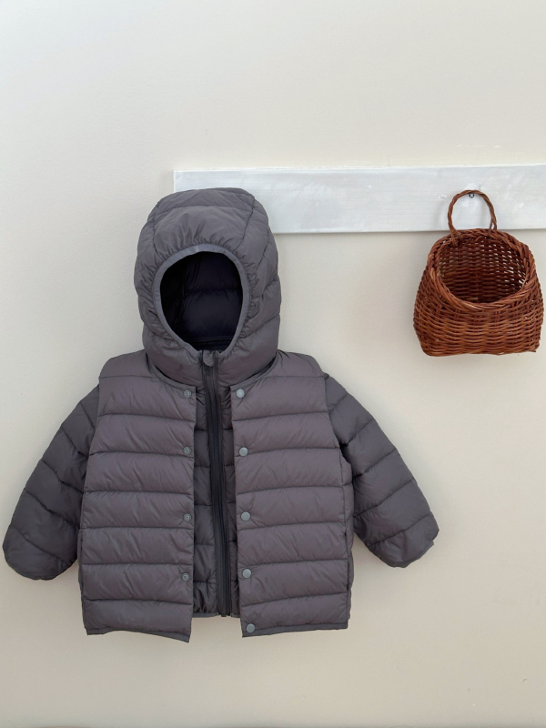 Gyerekeknek szóló tollal mellény, koreai stílus, ujjatlan, 3–8 éveseknek, külső anyag: poliészter, töltet: kacsa toll, bélés: 100% poliészter