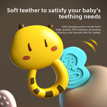 Beebide mänguasjade komplekt: helisev varpel, närimismäng ja hoiukarp; bränd GOODWAY/Ganyu; vanus 0–3 aastat; materjal plastikas; 3C sertifikaat 2021012202403026; 3C kategooria: plastikust mänguasjad kuni 14 aastat