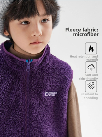 Laste vest, Korea stiilis cardigan, fleece, tõmblukk, polüesterkangas