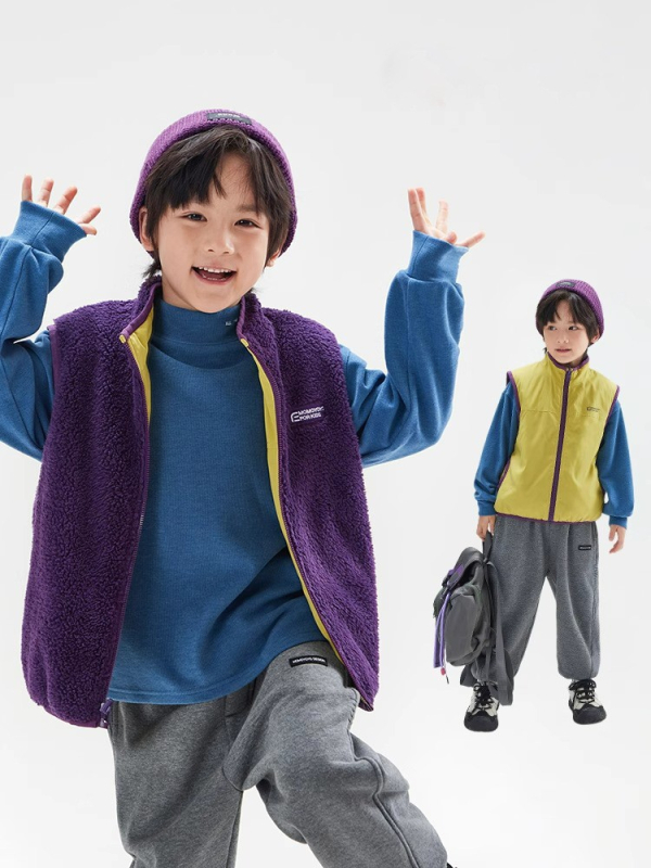 Laste vest, Korea stiilis cardigan, fleece, tõmblukk, polüesterkangas